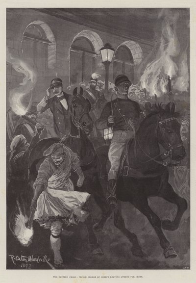 La crise orientale, le prince George de Grèce quittant Athènes pour la Crète - Richard Caton Woodville junior